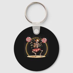 Skeleton Halloween Cheer Skeleton Cheerleader Sleutelhanger