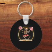 Skeleton Halloween Cheer Skeleton Cheerleader Sleutelhanger (Voorkant)