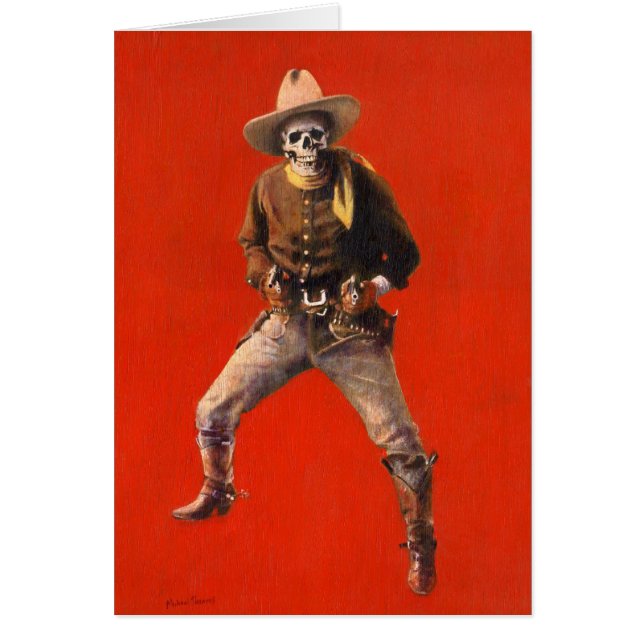  Skeleton Halloween Cowboy Greetings Card (Voorkant)