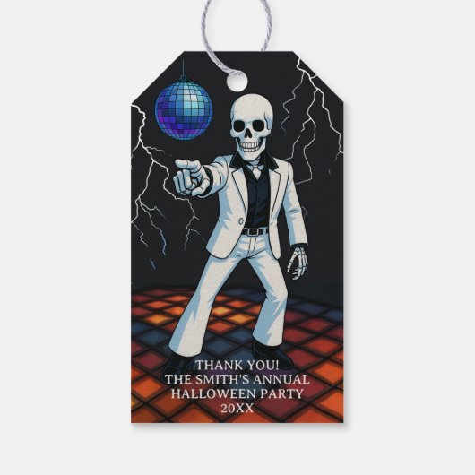 Skeleton Halloween Disco Party Bedankt Cadeaulabel (Achterkant)