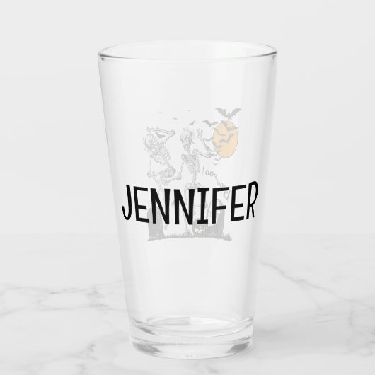 Skeleton Halloween feest Glas (Achterkant)