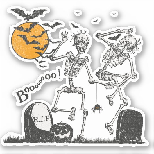 Skeleton Halloween feest Sticker (Voorkant)