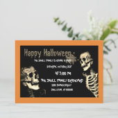 SKELETON HALLOWEEN FEESTUITNODIGING KAART (Staand voorkant)