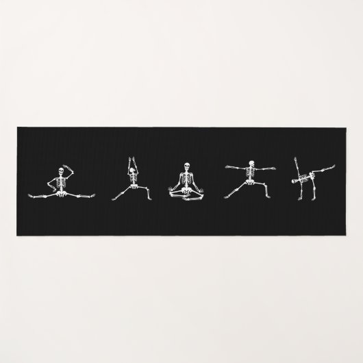 Skeleton Halloween Gothic Dead Inside Funny Black Yogamat (Voorkant (horizontaal))