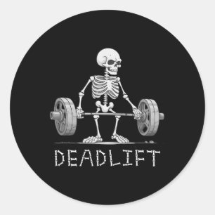 Skeleton Halloween Grappig Gewichtheffen Kostuum Ronde Sticker