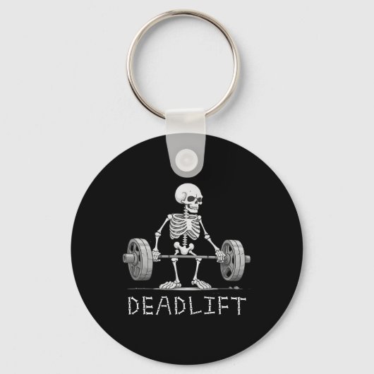 Skeleton Halloween Grappig Gewichtheffen Kostuum Sleutelhanger (Voorkant)