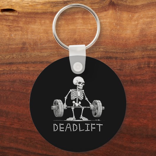 Skeleton Halloween Grappig Gewichtheffen Kostuum Sleutelhanger (Voorkant)