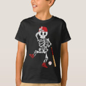 Skeleton Halloween Grappig Skeleton Baseball Spele T-shirt (Voorkant)