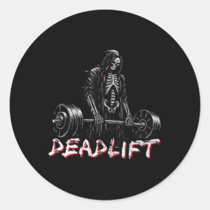 Skeleton Halloween Gym Jokes Gewichtheffen Workout Ronde Sticker