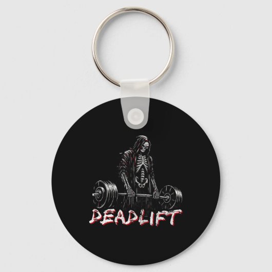 Skeleton Halloween Gym Jokes Gewichtheffen Workout Sleutelhanger (Voorkant)