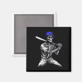 Skeleton Halloween honkbalspeler Magneet (Voorkant / Achterkant)