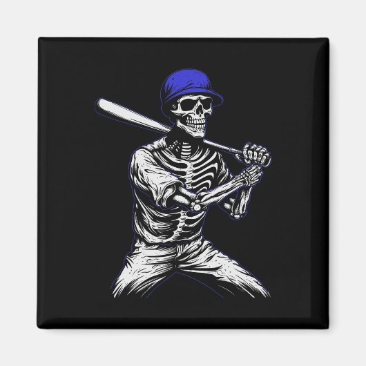 Skeleton Halloween honkbalspeler Magneet (Voorkant)