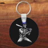 Skeleton Halloween honkbalspeler Sleutelhanger (Voorkant)