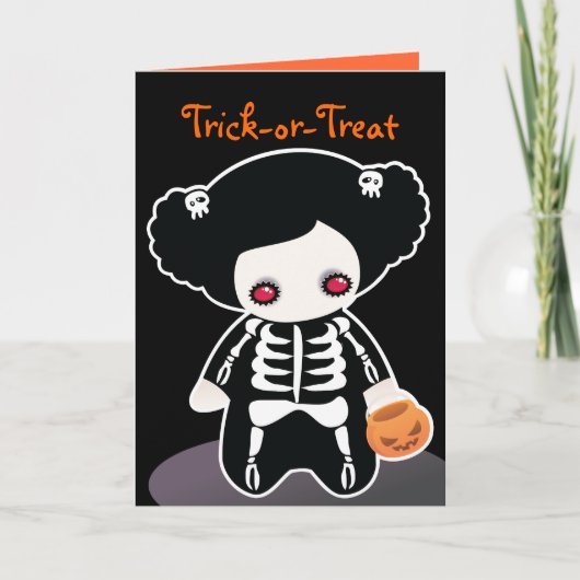 Skeleton Halloween Kaart voor kinderen (Voorkant)