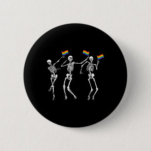Skeleton Halloween LGBT Flag Skeleton Gay Pride MO Ronde Button 5,7 Cm