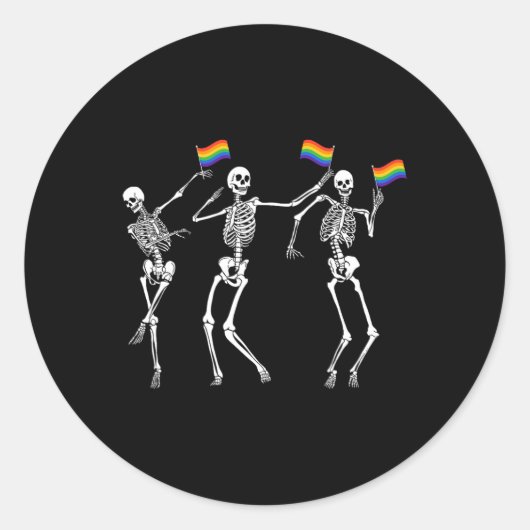 Skeleton Halloween Lgbt Flag Skeleton Gay Pride Mo Ronde Sticker (Voorkant)
