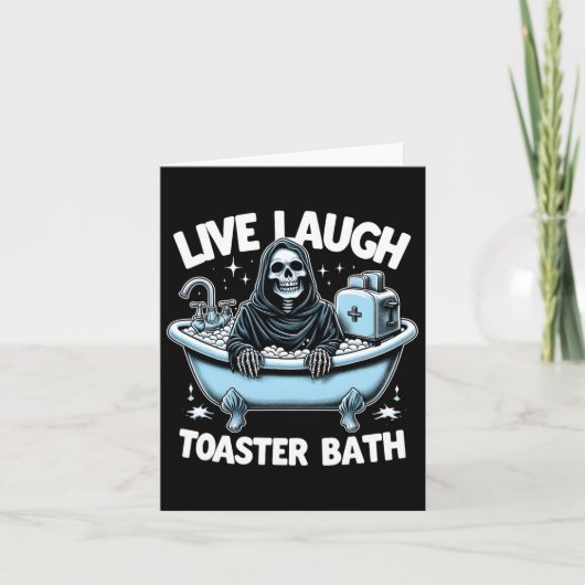 Skeleton Halloween Live Lachbroodrooster Bath Desi Kaart (Voorkant)