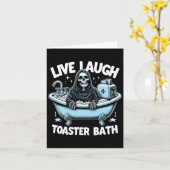 Skeleton Halloween Live Lachbroodrooster Bath Desi Kaart (Gele Bloem)