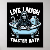 Skeleton Halloween Live Lachbroodrooster Bath Desi Poster (Voorkant)