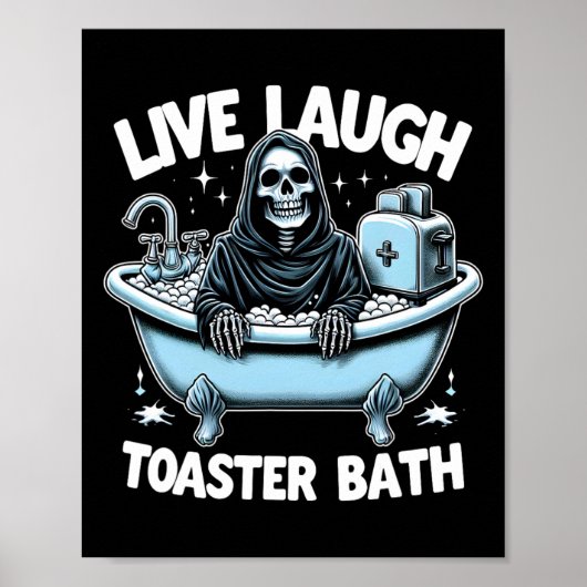 Skeleton Halloween Live Lachbroodrooster Bath Desi Poster (Voorkant)
