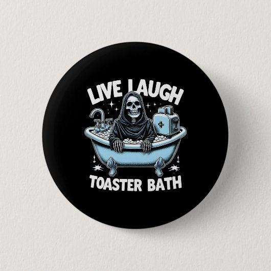 Skeleton Halloween Live Lachbroodrooster Bath Desi Ronde Button 5,7 Cm (Voorkant)