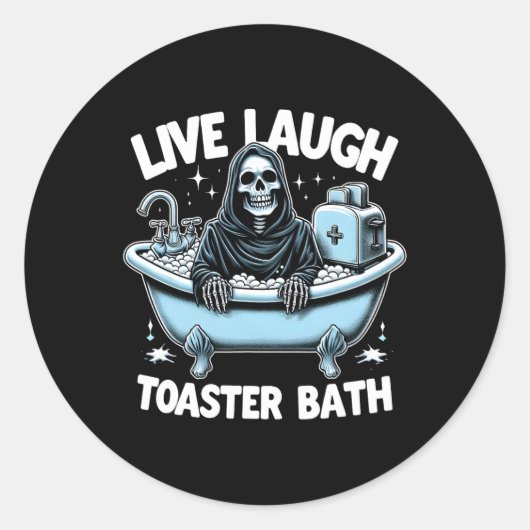 Skeleton Halloween Live Lachbroodrooster Bath Desi Ronde Sticker (Voorkant)