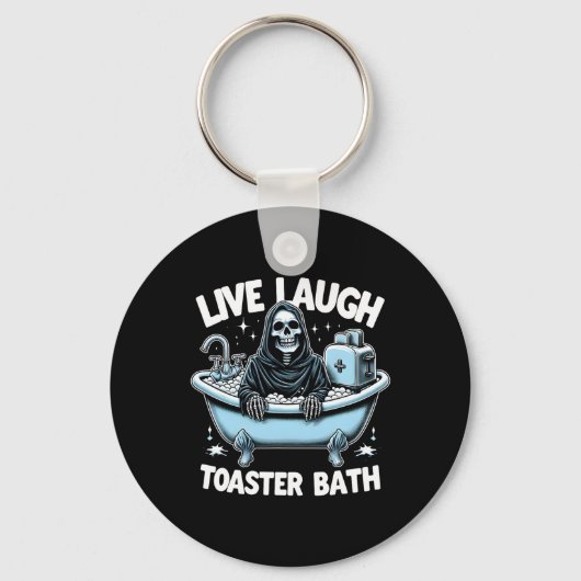 Skeleton Halloween Live Lachbroodrooster Bath Desi Sleutelhanger (Voorkant)