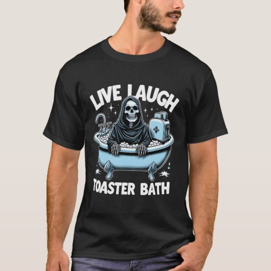 Skeleton Halloween Live Lachbroodrooster Bath Desi T-shirt (Voorkant)