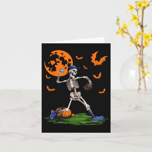 Skeleton Halloween Mannen Boys Baseball Spooky Sea Kaart (Gele Bloem)