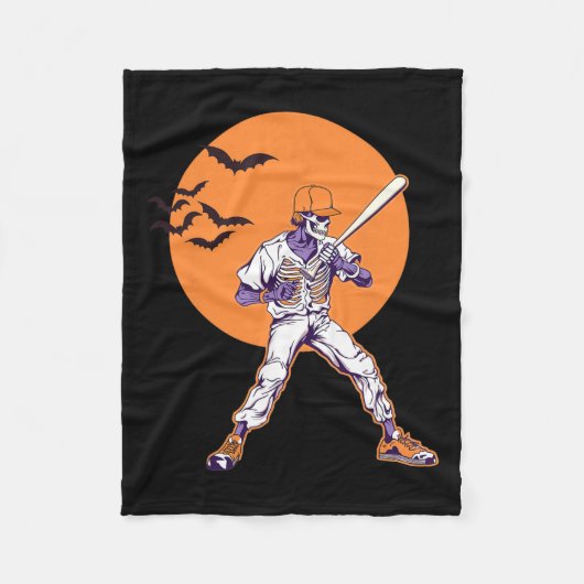 Skeleton Halloween Mannen Boys Honkbal Halloween Fleece Deken (Voorkant)