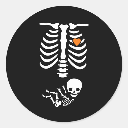 Skeleton Halloween Maternity Funny Pregnancy 2025 Ronde Sticker (Voorkant)