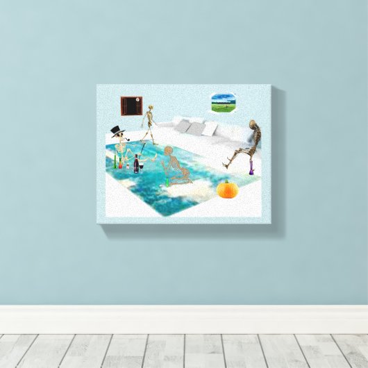 Skeleton Halloween Party Canvas Afdruk (Insitu (Houten vloer))