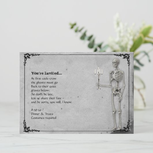 Skeleton Halloween Party Kaart (Staand voorkant)