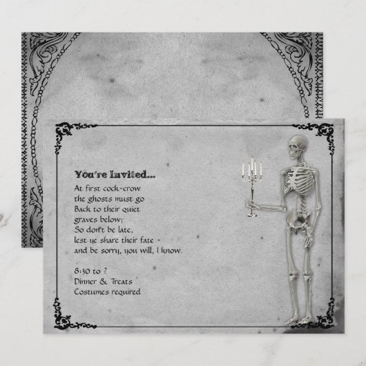 Skeleton Halloween Party Kaart (Voorkant / Achterkant)