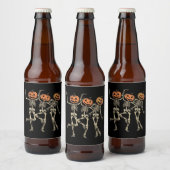 Skeleton Halloween Pumpkin Herfst Spooky Season Bier Etiket (Flessen)
