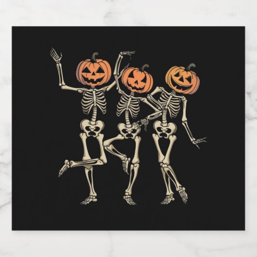 Skeleton Halloween Pumpkin Herfst Spooky Season Bier Etiket (Enkel label)