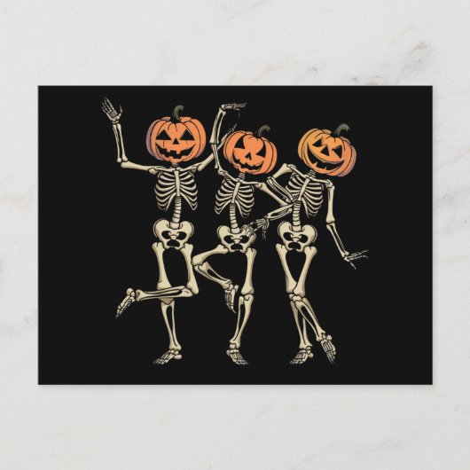 Skeleton Halloween Pumpkin Herfst Spooky Season Briefkaart (Voorkant)