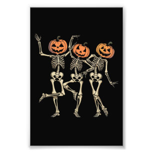 Skeleton Halloween Pumpkin Herfst Spooky Season Foto Afdruk
