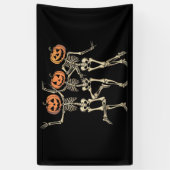 Skeleton Halloween Pumpkin Herfst Spooky Season Spandoek (Verticaal)