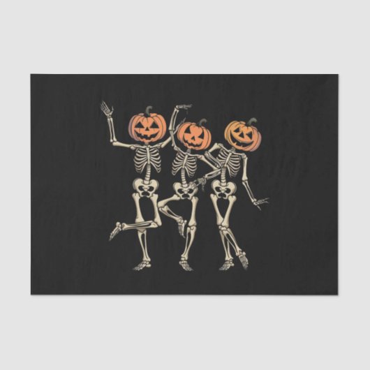 Skeleton Halloween Pumpkin Herfst Spooky Season Tissuepapier (Voorkant)