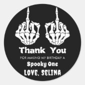 Skeleton Halloween Schattige Ghost Verjaardagsfees Ronde Sticker (Voorkant)