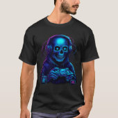 Skeleton Halloween Skull Gamer Spooky Pumpkin game T-shirt (Voorkant)