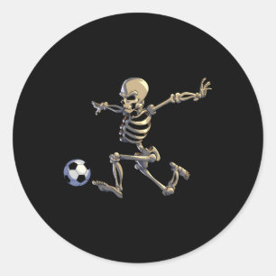 Skeleton Halloween Soccer Player Halloween Ronde Sticker