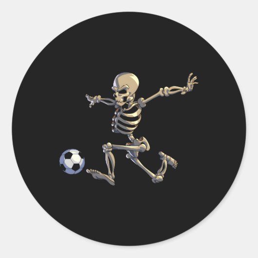 Skeleton Halloween Soccer Player Halloween Ronde Sticker (Voorkant)