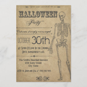 Skeleton -Halloween-uitnodiging Kaart