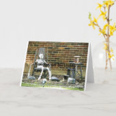 Skeleton Halloween Verjaardag Kaart (Gele Bloem)