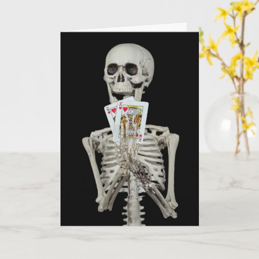 Skeleton Halloween Wedding Jubileum Kaart (Gele Bloem)