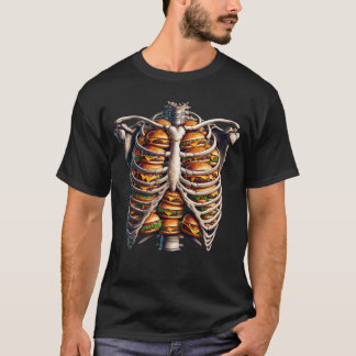 Skeleton Hamburger Fast Food Burger Lover Grappig T-shirt