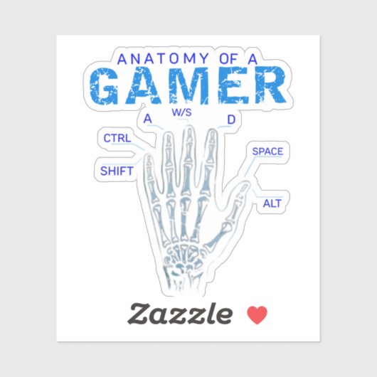 Skeleton Hand Anatomy voor Gamers – Toetsenbord Sticker (Vel)