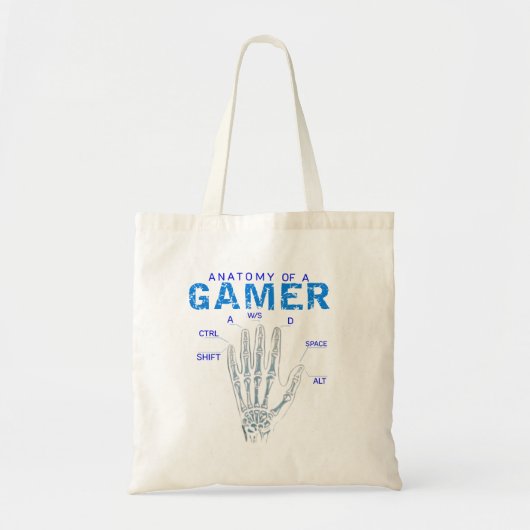 Skeleton Hand Anatomy voor Gamers – Toetsenbord Tote Bag (Voorkant)